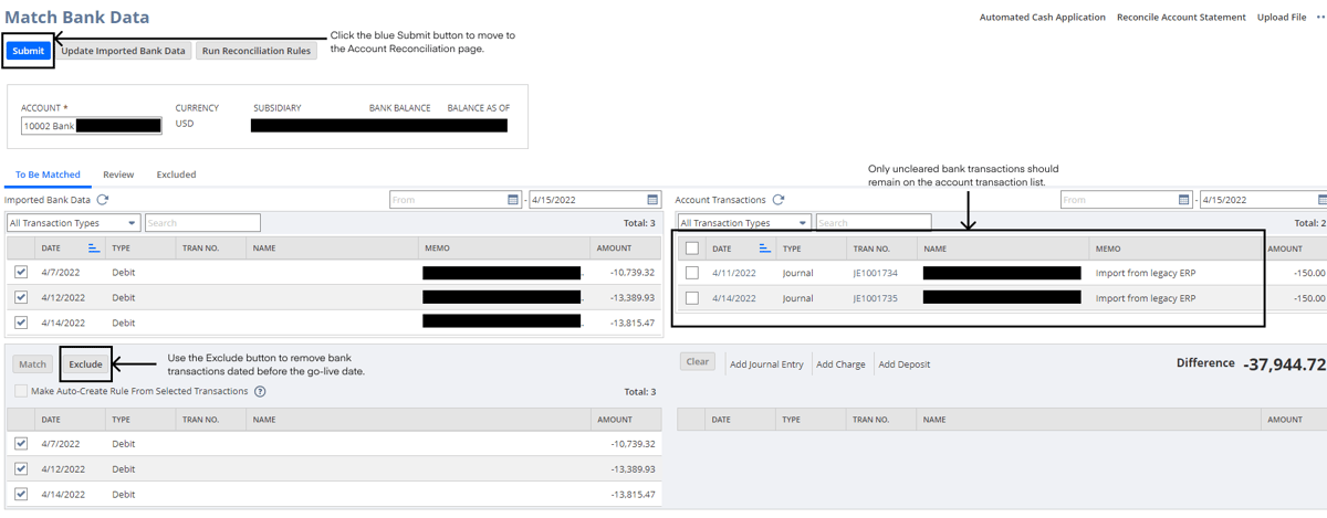 Complete first NetSuite bank rec