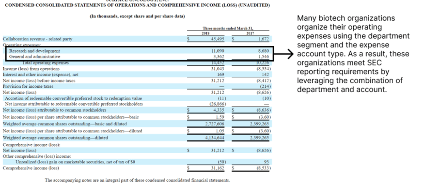 NetSuite segment structure department P&L