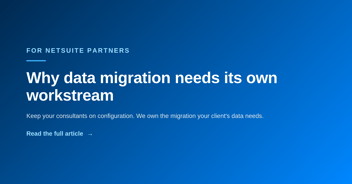 NetSuite data migration workstream: OptimalData article graphic for implementation partners.