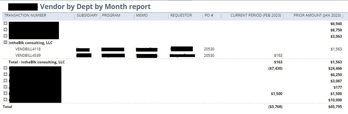 NetSuite_Vendor_Department_Report