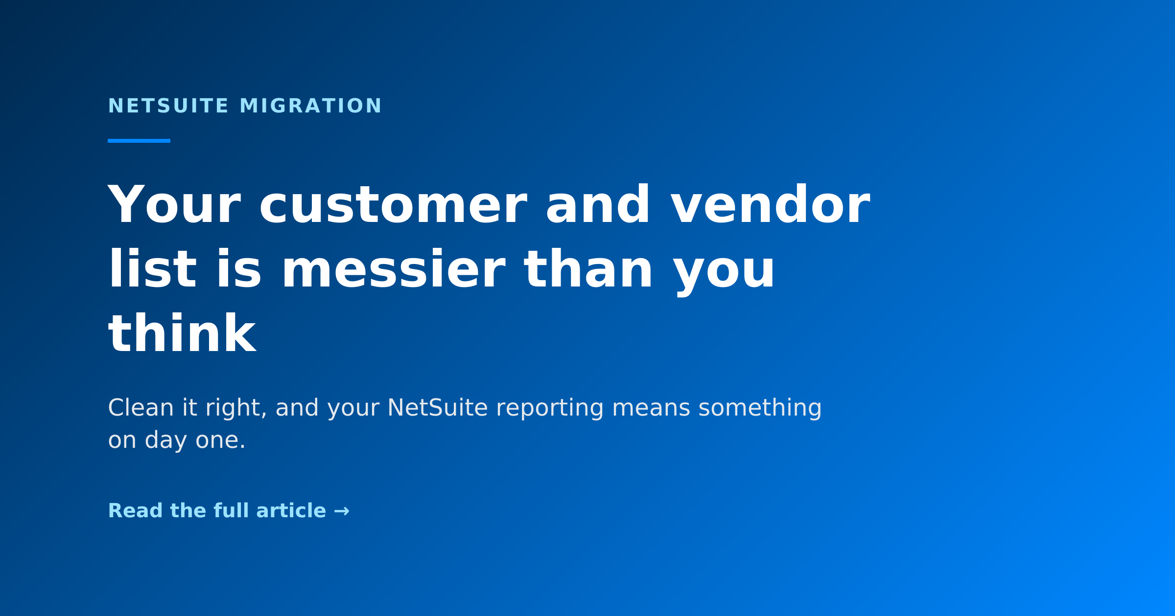 Your customer and vendor list is messier than you think